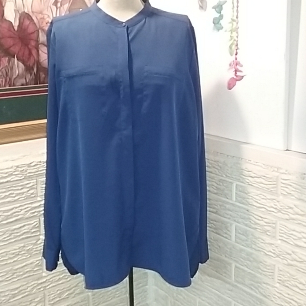 Paraphrase Long Sleeve Hi-Lo Button Up Blouse XL